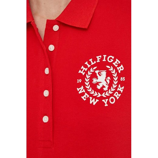 Bluzka damska czerwona Tommy Hilfiger z krótkimi rękawami 