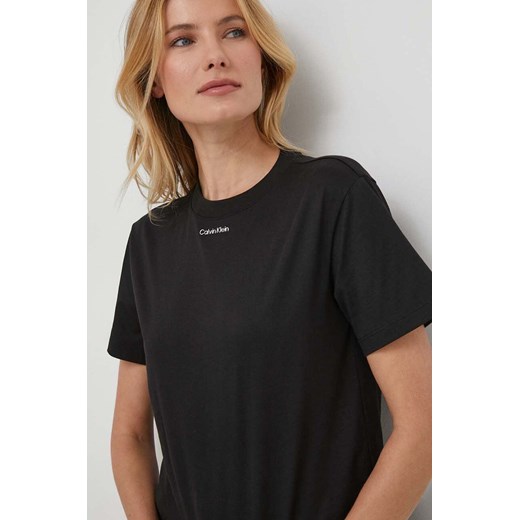 Bluzka damska Calvin Klein czarna z okrągłym dekoltem z krótkim rękawem 