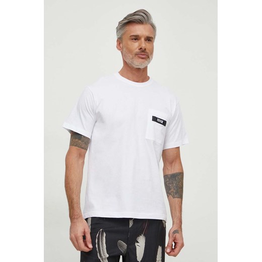 Versace Jeans Couture t-shirt bawełniany męski kolor biały gładki 76GAHE05 CJ00E ze sklepu ANSWEAR.com w kategorii T-shirty męskie - zdjęcie 166686489