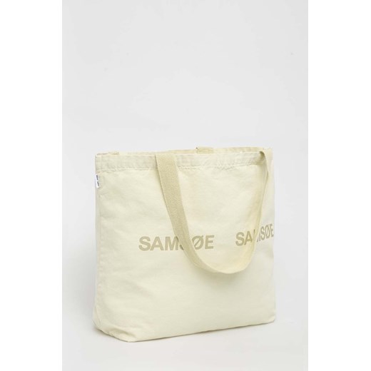 Shopper bag Samsoe beżowa matowa duża na ramię na wakacje 