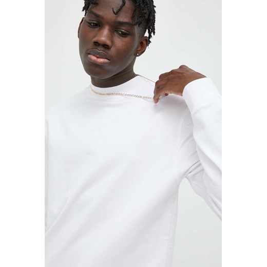 Samsoe Samsoe bluza bawełniana męska kolor biały gładka ze sklepu PRM w kategorii Bluzy męskie - zdjęcie 166690156