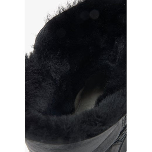 Estro: Czarne śniegowce damskie ze skóry naturalnej z futrzanym wsadem Estro 36 promocja Estro