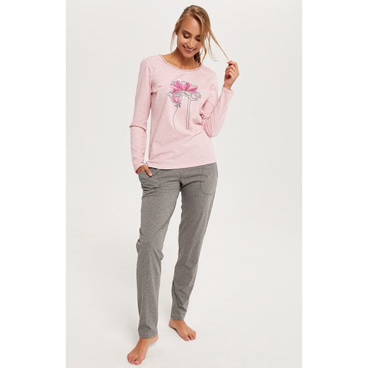 Hoja piżama damska z długimi rękawem, Kolor różowo-szary, Rozmiar XL, Italian Fashion ze sklepu Primodo w kategorii Piżamy damskie - zdjęcie 166696135
