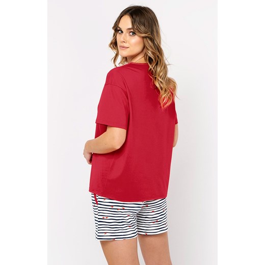 Piżama damska z krótkim rękawem czerwona Korfu, Kolor czerwony-wzór, Rozmiar S, Italian Fashion XL Primodo
