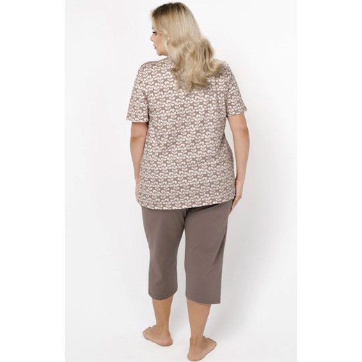 Piżama damska z krótkim rękawem i spodniami plus size 3/4 Ramira, Kolor cappuccino, Rozmiar M, Italian Fashion ze sklepu Primodo w kategorii Piżamy damskie - zdjęcie 166696276