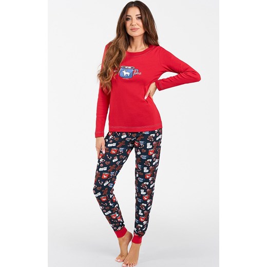Bawełniana piżama damska świąteczna czerwona Makala, Kolor czerwony-wzór, Rozmiar S, Italian Fashion ze sklepu Primodo w kategorii Piżamy damskie - zdjęcie 166696676