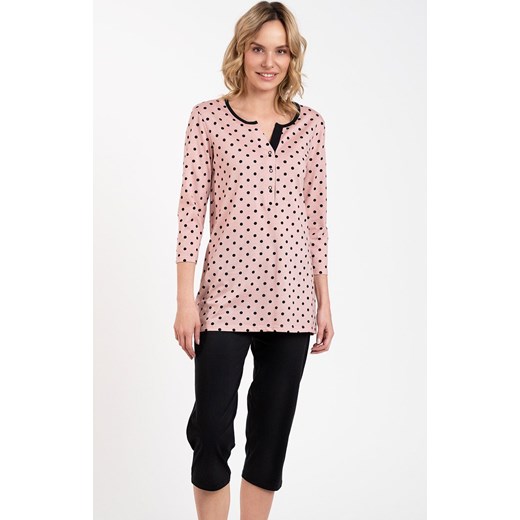 Bawełniana piżama damska 3/4 Marit, Kolor różowo-czarny, Rozmiar S, Italian Fashion ze sklepu Primodo w kategorii Piżamy damskie - zdjęcie 166696719