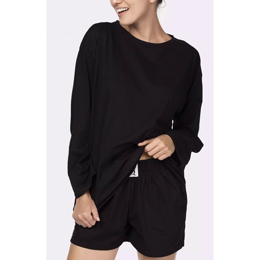 Bawełniana piżama damska z długim rękawem czarna Joy, Kolor czarny, Rozmiar L, Mona ze sklepu Primodo w kategorii Piżamy damskie - zdjęcie 166697429