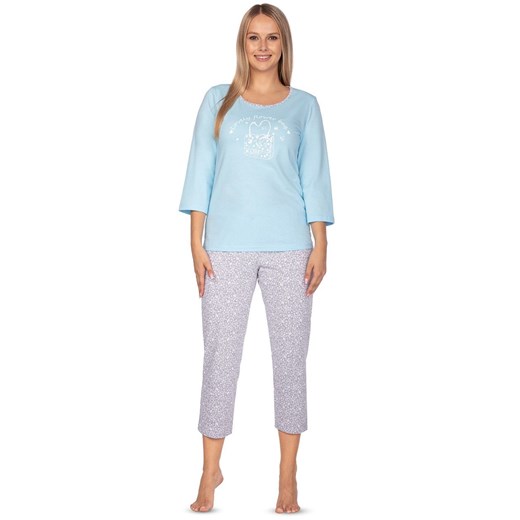Bawełniana piżama damska niebiesko-szara 638, Kolor niebiesko-szary, Rozmiar XL, Regina ze sklepu Primodo w kategorii Piżamy damskie - zdjęcie 166697626