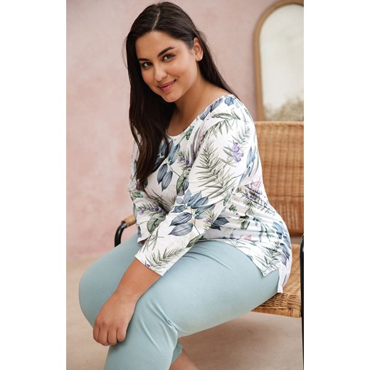 Bawełniana piżama damska Plus Size Flavia 3018, Kolor biały-wzór, Rozmiar XXL, Taro ze sklepu Primodo w kategorii Piżamy damskie - zdjęcie 166697938