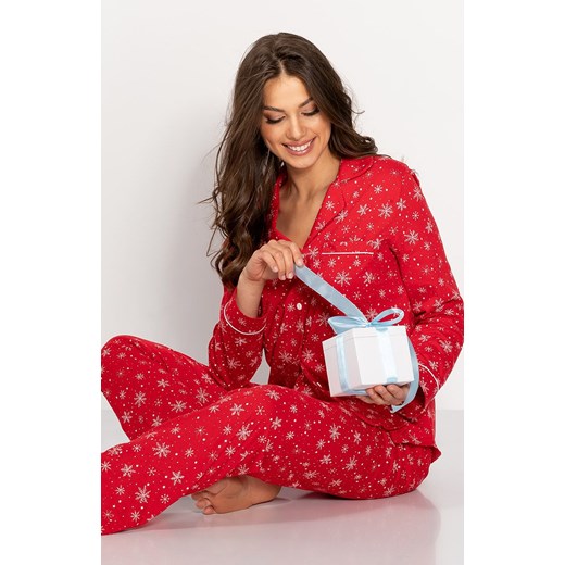 Piżama damska świąteczna w śnieżynki Letters To Santa, Kolor czerwony-wzór, Rozmiar S, Momenti per me ze sklepu Primodo w kategorii Piżamy damskie - zdjęcie 166698158