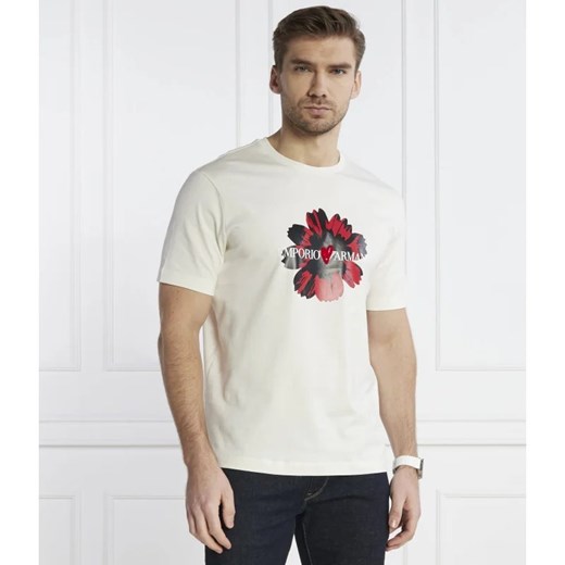 T-shirt męski Emporio Armani z krótkimi rękawami biały w nadruki 