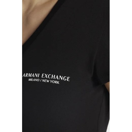 Bluzka damska Armani Exchange z krótkim rękawem w serek bawełniana 