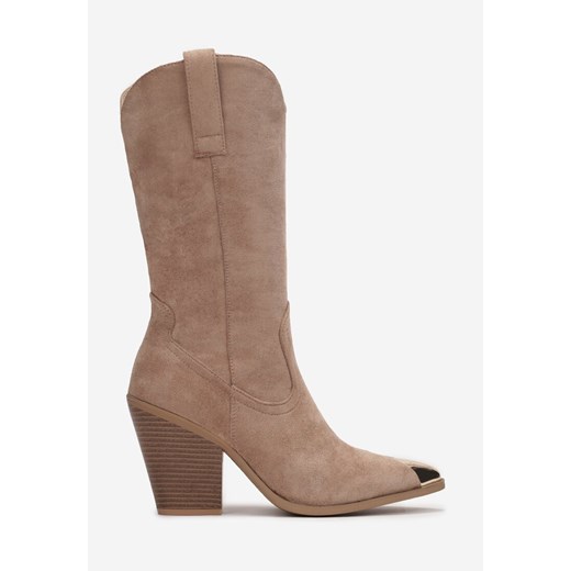 Ciemnobeżowe Botki Fronie Renee 39 okazja renee.pl
