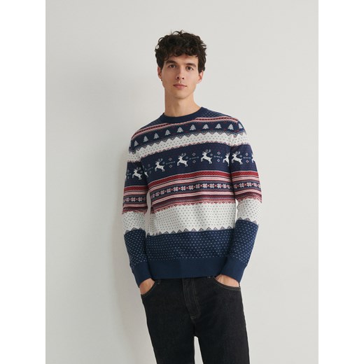 Reserved - Sweter z motywem świątecznym - wielobarwny Reserved M Reserved