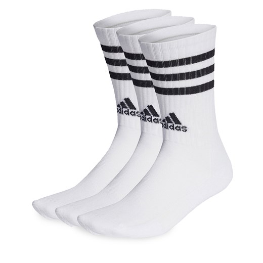 Skarpety wysokie unisex adidas 3-Stripes Cushioned Crew Socks 3 Pairs HT3458 white/black ze sklepu eobuwie.pl w kategorii Skarpetki męskie - zdjęcie 166769739