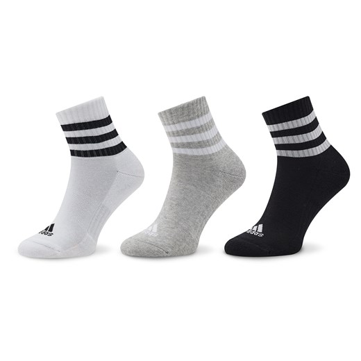 Skarpety Niskie Unisex adidas 3-Stripes Cushioned Sportswear Mid-Cut Socks 3 Pairs IC1318 Szary ze sklepu eobuwie.pl w kategorii Skarpetki dziecięce - zdjęcie 166771336