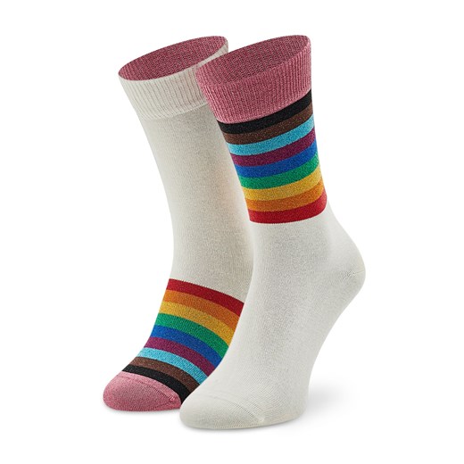 Skarpety wysokie unisex Happy Socks PRR01-1300 Biały Happy Socks 41/46 wyprzedaż eobuwie.pl