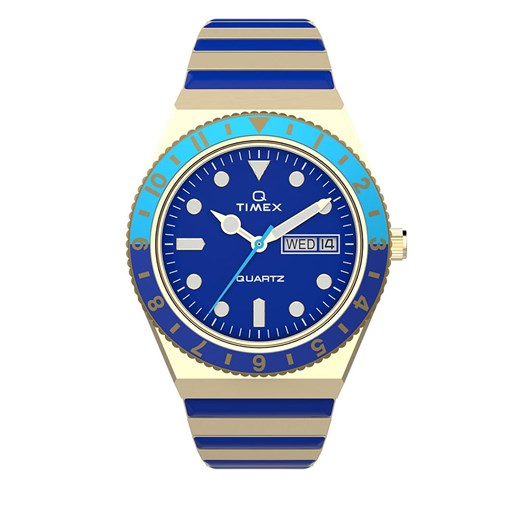 Zegarek Timex Q Timex Malibu TW2V38500 Gold/Blue ze sklepu eobuwie.pl w kategorii Zegarki - zdjęcie 166778456