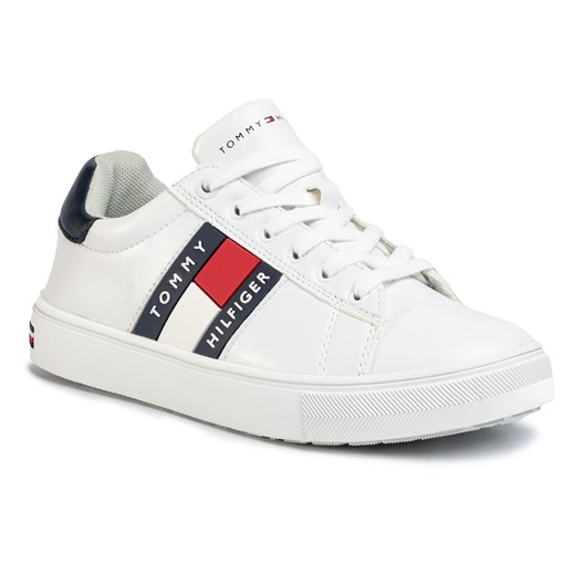 Sneakersy Tommy Hilfiger Low Cut Lace-Up Sneaker T3B4-30718-0900 S White/Blue Tommy Hilfiger 35 wyprzedaż eobuwie.pl
