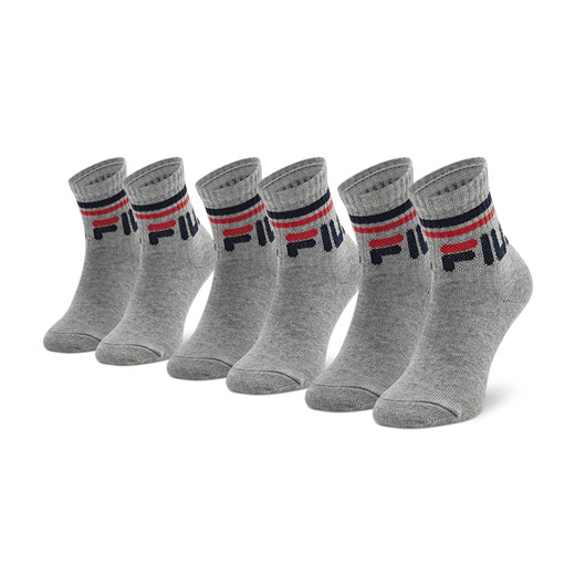 Zestaw 3 par wysokich skarpet dziecięcych Fila Calza Quarter F8338 Grey 400 Fila 27/30 eobuwie.pl