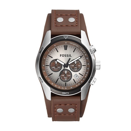 Zegarek Fossil Coachman CH2565 Dark Brown/Silver/Steel Fossil one size promocyjna cena eobuwie.pl