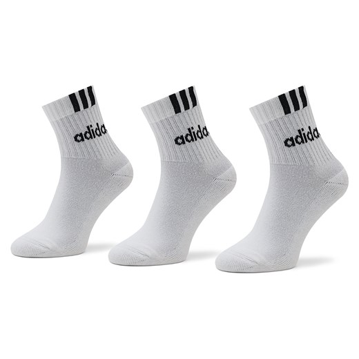 Skarpety wysokie unisex adidas 3-Stripes Linear Half-Crew Cushioned Socks 3 Pairs HT3437 Biały ze sklepu eobuwie.pl w kategorii Skarpetki męskie - zdjęcie 166791949