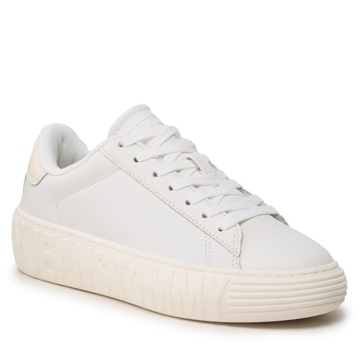 Sneakersy Tommy Jeans Tjw New Cupsole Leather Lc EN0EN02212 Ecru YBL Tommy Jeans 38 promocja eobuwie.pl