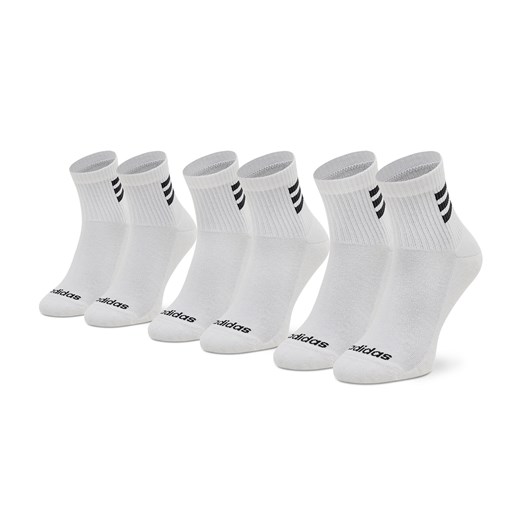 Zestaw 3 par wysokich skarpet unisex adidas Hc 3 Stripes Quarter HD2211 White 46/48 eobuwie.pl