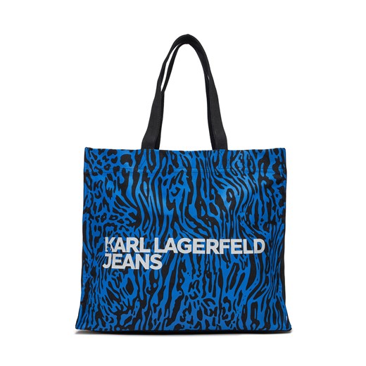 Torebka Karl Lagerfeld Jeans 240J3901 Blue Animal Print ze sklepu eobuwie.pl w kategorii Torby Shopper bag - zdjęcie 166813825
