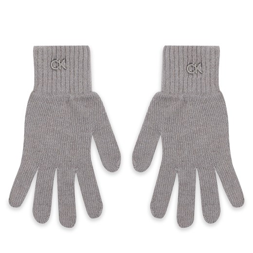 Rękawiczki Damskie Calvin Klein Re-Lock Knit Gloves K60K611164 Szary ze sklepu eobuwie.pl w kategorii Rękawiczki damskie - zdjęcie 166817595