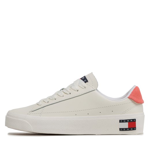 Sneakersy Tommy Jeans Tjw Leather Vulc. Flatform EN0EN02203 Ivory/Santa Fe Tommy Jeans 36 promocja eobuwie.pl