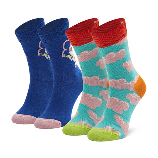 Zestaw 2 par wysokich skarpet dziecięcych Happy Socks KCLO02-6300 Kolorowy ze sklepu eobuwie.pl w kategorii Skarpetki dziecięce - zdjęcie 166836617