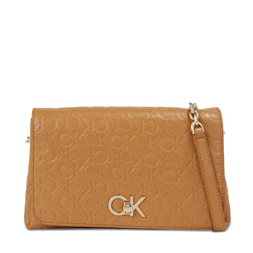 Torebka Calvin Klein Re-Lock Shoulder Bag Md - Emb K60K611061 Brązowy ze sklepu eobuwie.pl w kategorii Kopertówki - zdjęcie 166837706
