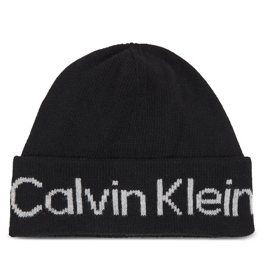 Czapka Calvin Klein Logo Reverso Tonal Beanie K60K611151 Ck Black BAX ze sklepu eobuwie.pl w kategorii Czapki zimowe damskie - zdjęcie 166856537