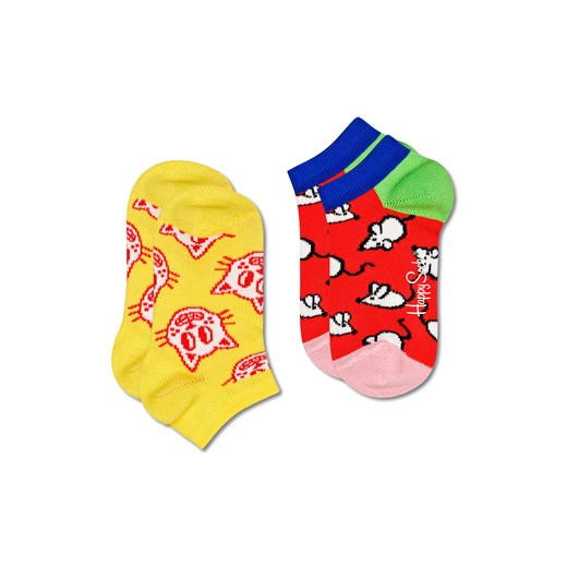Zestaw 2 par niskich skarpet dziecięcych Happy Socks KCMO02-2200 Kolorowy Happy Socks 9Y eobuwie.pl