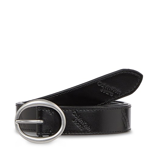 Pasek Damski Calvin Klein Jeans Round Classic Lthr Aop Belt K60K611245 Black Allover Logo 0GL ze sklepu eobuwie.pl w kategorii Paski damskie - zdjęcie 166876776