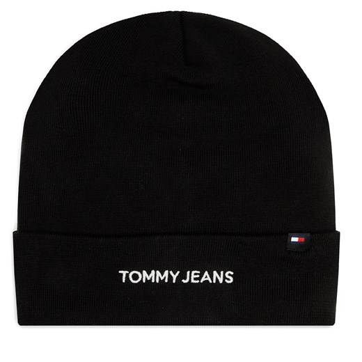 Czapka Tommy Jeans Linear Logo AM0AM12025 Czarny ze sklepu eobuwie.pl w kategorii Czapki zimowe męskie - zdjęcie 166876929