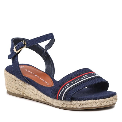Espadryle Tommy Hilfiger Rope Wedge Sandal T3A7-32777-0048 M Blue Tommy Hilfiger 33 eobuwie.pl