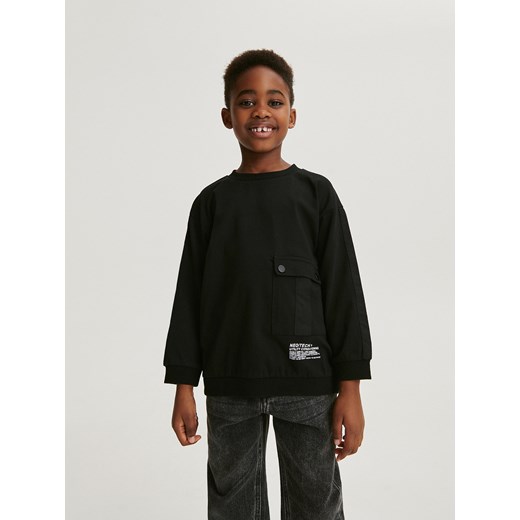 Reserved - Longsleeve oversize z kieszenią - czarny Reserved 164 (13 lat) Reserved