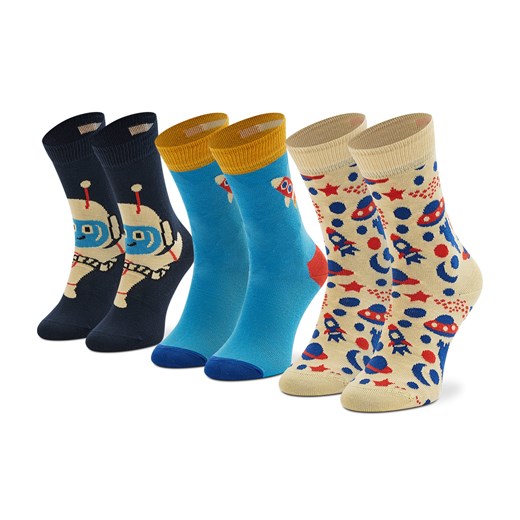 Zestaw 3 par wysokich skarpet dziecięcych Happy Socks XKAST08-2200 Kolorowy Happy Socks 0/12M okazyjna cena eobuwie.pl
