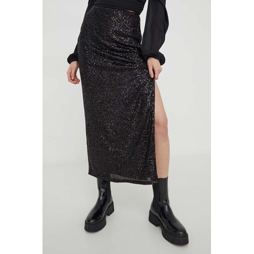 Abercrombie &amp; Fitch spódnica kolor czarny midi prosta ze sklepu ANSWEAR.com w kategorii Spódnice - zdjęcie 166928819
