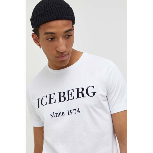 Iceberg t-shirt bawełniany męski kolor biały z nadrukiem Iceberg L ANSWEAR.com