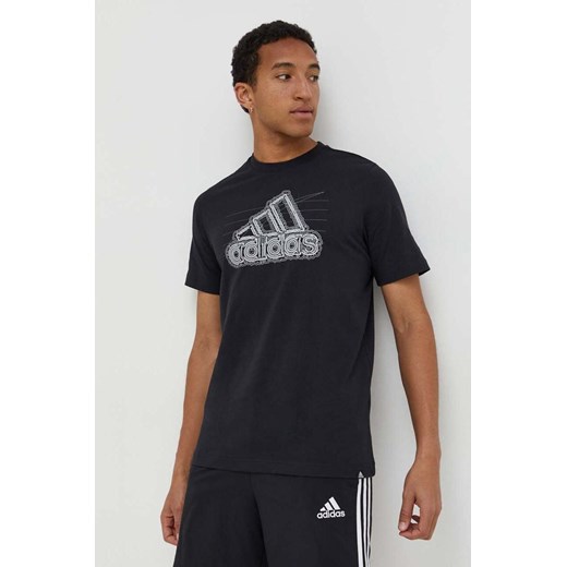adidas t-shirt bawełniany męski kolor czarny z nadrukiem IN6258 ze sklepu ANSWEAR.com w kategorii T-shirty męskie - zdjęcie 166929525
