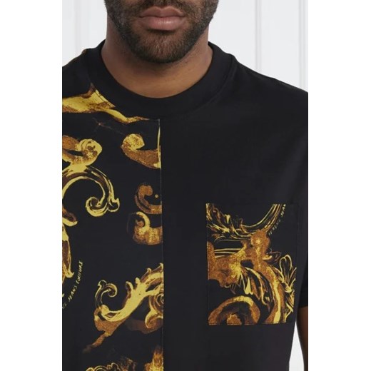 T-shirt męski Versace Jeans z krótkimi rękawami bawełniany czarny młodzieżowy