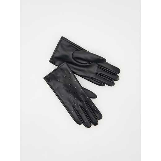 Reserved - Rękawiczki z ozdobnymi detalami - czarny Reserved S Reserved