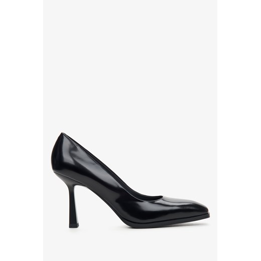 Estro: Czarne buty na obcasie ze skóry naturalnej ze sklepu Estro w kategorii Czółenka - zdjęcie 166937816