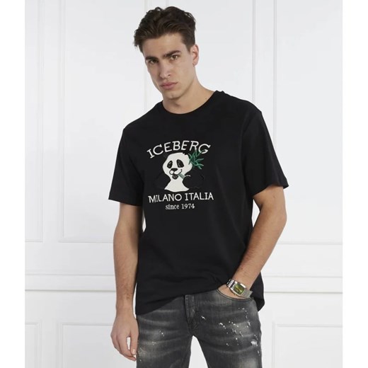 T-shirt męski Iceberg z krótkimi rękawami z napisami