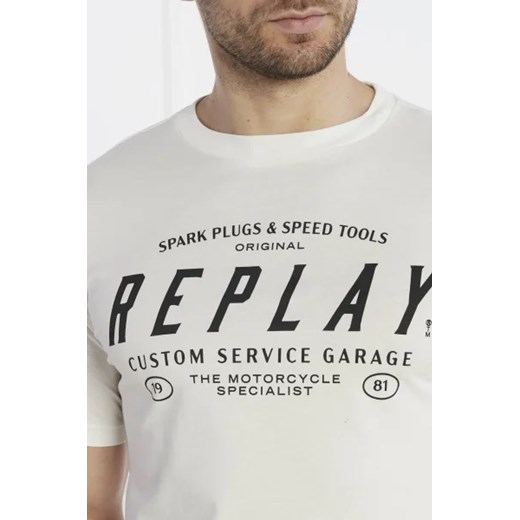 T-shirt męski Replay z krótkimi rękawami z napisem 