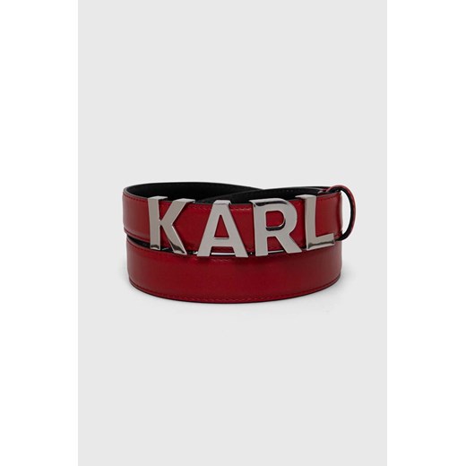 Karl Lagerfeld pasek skórzany damski kolor czerwony ze sklepu ANSWEAR.com w kategorii Paski damskie - zdjęcie 166940549
